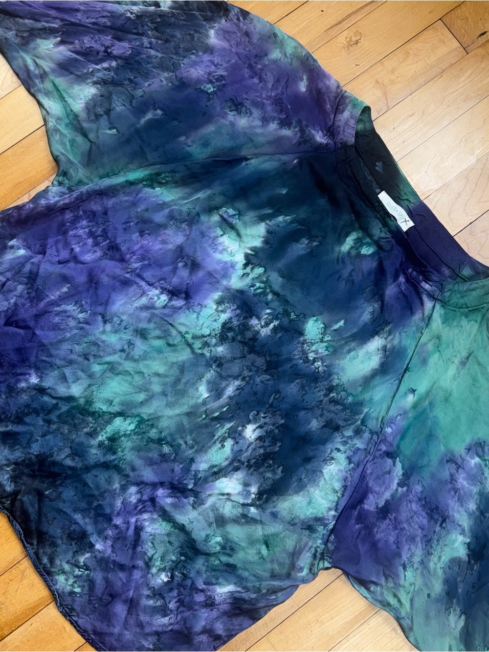 River + Sky Hand Dyed Dolman Sleeve Top Women’s Medium Blue Purple Boho Artwear